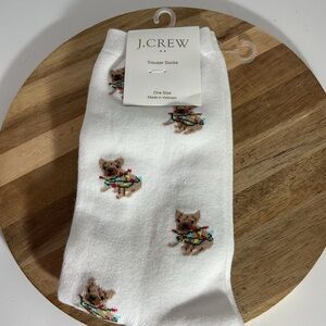 J. Crew White Trouser Socks with Dog Pattern one Size